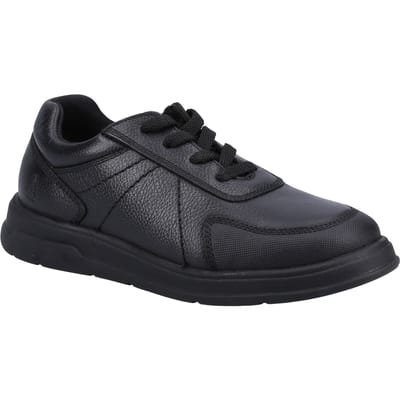 Hush Puppies Robert JNR Leren Zwarte Veterschoenen Voor Jongens