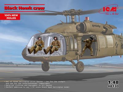 ICM Modelbouwpakket Militaire voertuigen - 48130 Black Hawk Crew - Sikorsky S-70 Helikopterbemanning - 3 Figuren - 2 Cockpit + 1 Laadruimte Plastic - 1:48 - Modelbouw