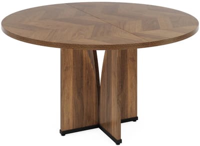 DMG Supply Ronde Eettafel - 100 cm - 4 Personen - Bruin - Landelijk - Centrale Tafelvoet - MDF