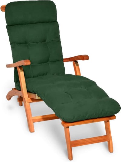 Beautissu Deckchair Kussen 200x50x8 cm - Ligstoelkussen Donkergroen - Matraskussen voor Hangmatten en tuin-/terrasstoelen - Flair DC