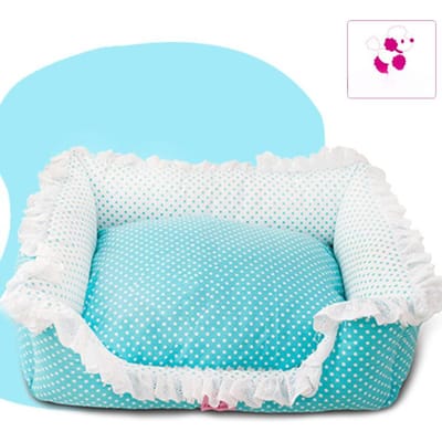 Frisse vierkante hondenmand met stippen, volledig verwijderbaar en wasbaar, luxe hondenbank. S 48*41*16cm
