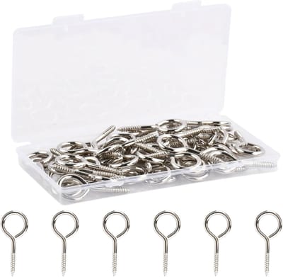 50 stuks oogschroeven, 50 x 21 mm ringschroeven, schroefhaken met houten schroefdraad, verzinkt, gesloten schroefogen, haken voor hout, doe-het-zelf ophangen van touw, ketting, gordijn