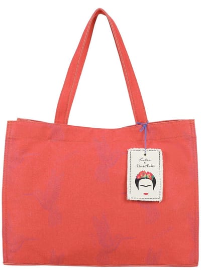 Fritzi aus Preußen schoudertas Fritzi x Frida Kahlo Easy01 Limited Kolibri Canvas Shopper Grapefruit oranje
