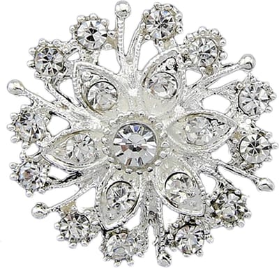 Fako Bijoux® - Broche - Bloem - Kristal - 32x32mm - Zilverkleurig
