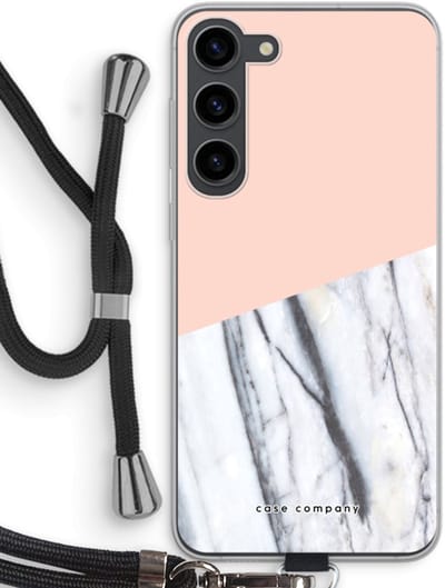 Case Company® - Hoesje met koord geschikt voor Samsung Galaxy S23 Plus hoesje met Koord - A touch of peach - Telefoonhoesje met Zwart Koord - Bescherming aan alle Kanten en Over de Schermrand