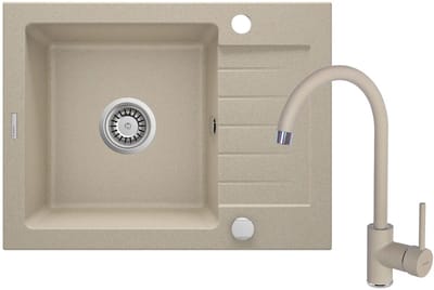 DEANTE Zorba Spoelbak met kraan kleur zand 580x440x160