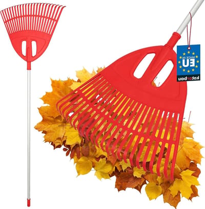 Bladblazer Plastic - Tuin Harken Plastic - Gras Opruimen - Extra-Click Systeem - 50 cm Werkbreedte - Rood Zilver