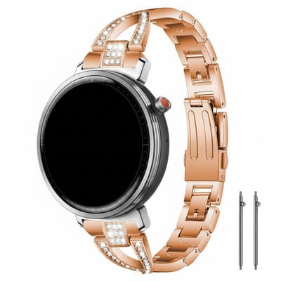 Stalen bandje - geschikt voor Garmin Venu 2s / 3s / 4 (41mm) / Vivoactive 4s / Forerunner 255s / 265s - Huawei Watch GT 5 Pro - 42mm / GT 6 / GT 5 / GT 4 - 41mm - glitter - rosegoud