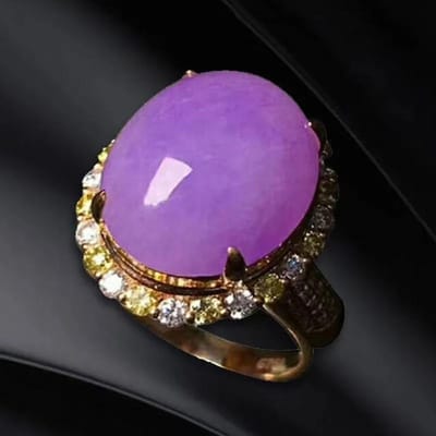 Klassieke Inlegde Natuurlijke Paarse Chalcedoon Cabochon Ringen Voor Vrouwen Elegante Lichte Luxe Bruiloftssieraden Verstelbare Opening resizable purple