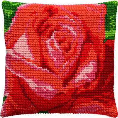 Pako borduurpakket kruissteek kussen -roos - geprint stramien - 003.205 - DIY kit