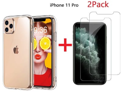 Ntech hoesje Geschikt voor iPhone 11 Pro Transparant Hoesje + 2X Screenprotector