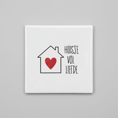 Huisje Vol Liefde Decoratieve Tegel – Gezellige Huis Hart Wanddecoratie – Keramische Tegel 15 × 15 cm