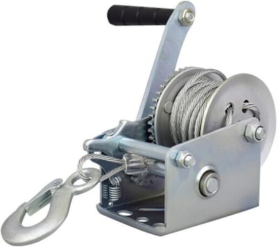 Handlier - Tractiehijslier - Vrachtbehandeling - Zware stalen constructie - 1600 pond capaciteit - Grijs