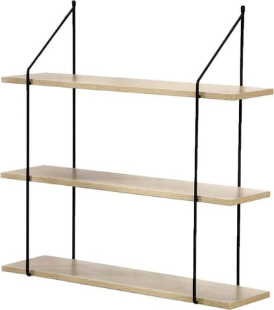 Boekenplank 3-laags met zwarte beugel - 60 x 16 x 60 cm 12244 Casame