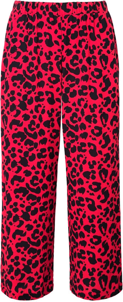 Angel of Style - Dames - Broek wijd en recht dierenprint elastische tailleband - Neonrood - Maat 44
