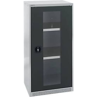 Schaefer Shop Genius FS deurkast, 3 OH, afsluitbaar, 2 legborden, tot 250 kg, B 545 mm, staal, alu wit RAL 9006/antracietgrijs RAL 7016