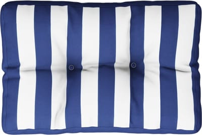 vidaXL - Palletkussen - gestreept - 60x40x12 - cm - stof - blauw - en - wit