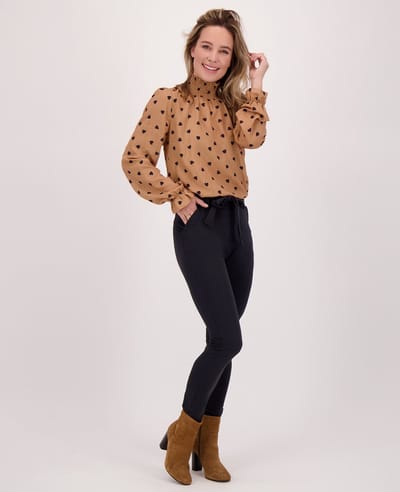 Je m'appelle Travelstof Dames Broek Slim fit Met stretch - Zwart - Maat M