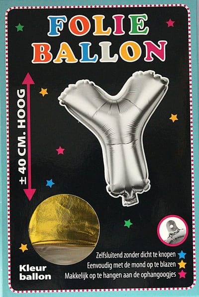 Folieballon - Y - Letter Goud - 40cm - Folie - Ballon - Zelfsluitend - Eenvoudig Met Mond Opblazen - Ophangoogjes - Touche Cards