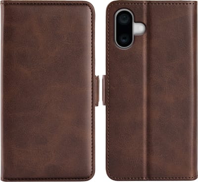 MobyDefend Hoesje - Geschikt voor iPhone 16 Plus - Luxe Wallet Book Case (Sluiting Zijkant) - Bruin
