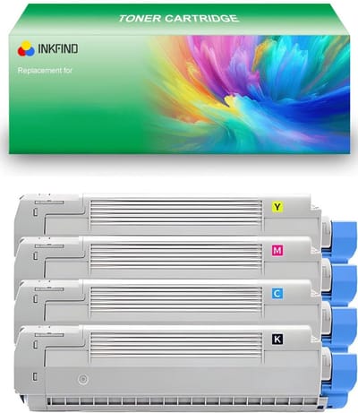 INKFIND 46490608/46490607/46490606/46490605 tonercartridge multipack van 4 stuks (Zwart+Cyaan+Magenta+Geel) compatibel met OKI 46490608/46490607/46490606/46490605 voor OKI C532DN/C542DN/MC563DN/MC573DN 4-pack BK/C/M/Y