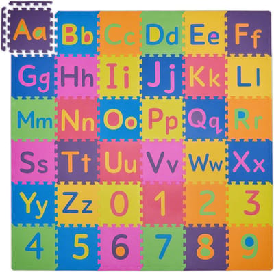 puzzel speelmat - letters en cijfers - 90 delen - 180,5x180,5 cm - foam - kinderen