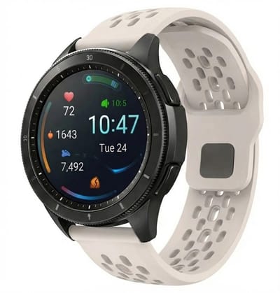 Sterrenlicht kleur horlogebandje 18 mm van silicone met geperforeerd sportief design en gesp sluiting, geschikt voor horloges met 18 mm bandaanzet
