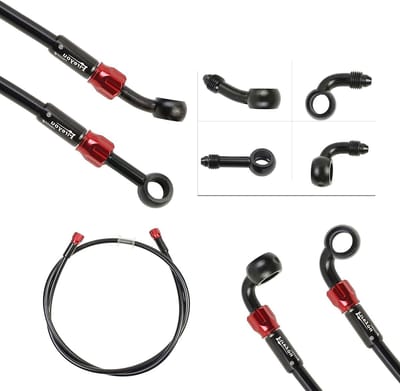 Motorfiets remslang - Hydraulische leiding - Veilige remmen - Verstelbare fittingen - 400-2400 mm - Zwart