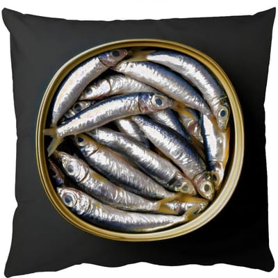 Sierkussens - Kussentjes Woonkamer - 50x50 cm - Sardines - Vissen - Rond - Zwart