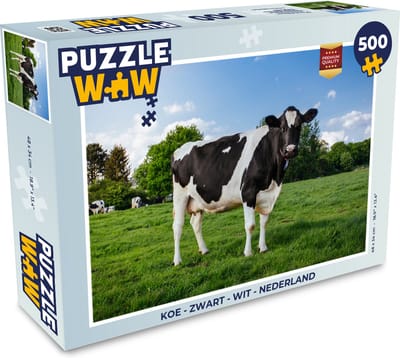 Puzzel Koe - Zwart - Wit - Nederland - Legpuzzel - Puzzel 500 stukjes