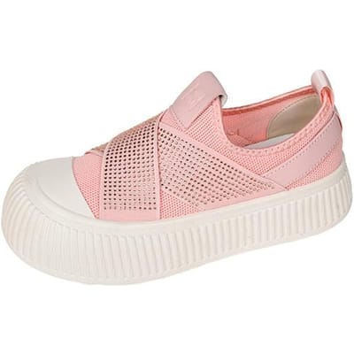 Damesschoenen Gevulkaniseerde gebreide sneakers Dames platte schoenen Vulcaniseer schoenen Casual Chaussure Femme 40 roze