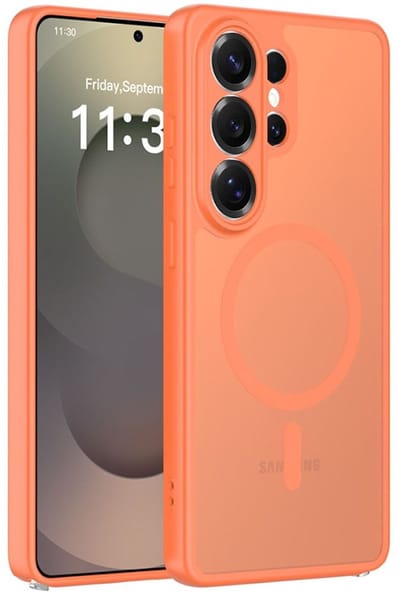 CaseMania TPU Case hoesje geschikt voor Samsung Galaxy S26 Ultra - Effen Oranje - TPU (Zacht) - Camera Lens Protector Bescherming - Frosted look - Compatible met Qi2 & MagSafe - Valbestendig