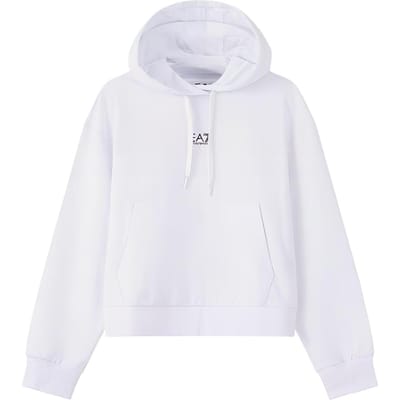 Emporio Armani EA7 Effen Logo Print Lange Mouwen Hoodie Dames hoodies Wit 6RTM05-TJCQZ-0102 S white