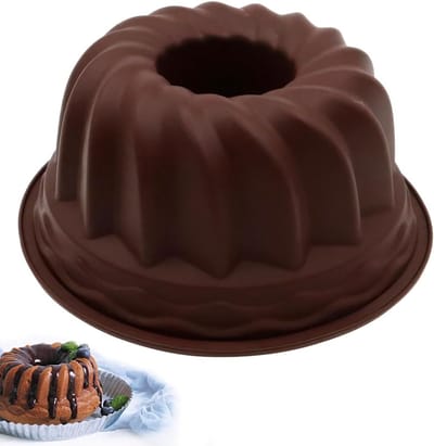 Flexibele Silicone Bakvorm Ø 24cm voor Gugelhupf en Taarten, Herbruikbaar, Makkelijk Schoon te Maken, Antiaanbaklaag, Donkerbruin