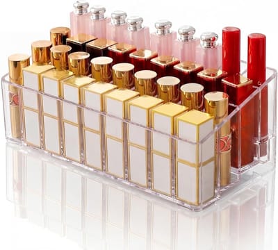 Lippenstift organizer met 36 vakken voor make-up, lipgloss en eyeliner - Acryl opslag voor lippenstiften (26,5 x 12 cm)