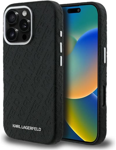 Karl Lagerfeld FW Stamped Karl MagSafe Hoesje voor iPhone 16 Pro Zwart
