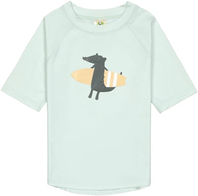 Lässig Splash & Fun Rashguard Zwemshirt met korte mouw met UV-bescherming - Crocodile sea foam, 07-12 maanden, maat 74/80