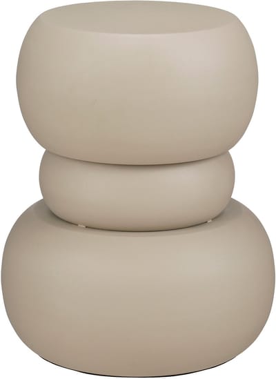 Mica Decorations Zea Bijzettafel - Bijzettafeltje Rond - Woonkamer Decoratie - 51 x 42 cm - IJzer, MDF, Fluweel - Off-White