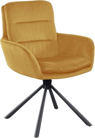 Armstoel Liora Goud - Stof - Draaibaar - Zithoogte 48 cm - Zitdiepte 44 cm - Met armleuning