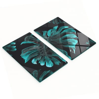 Stijlvolle en duurzame glazen borden met tropische bladprint, 2x30x52 cm