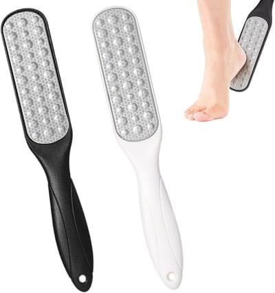 Voetvijl Set - Eeltverwijderaar Dubbelzijdig - Voetverzorging Thuis - Roestvrij Staal Oppervlak - Ergonomische Handgreep - Zwart
