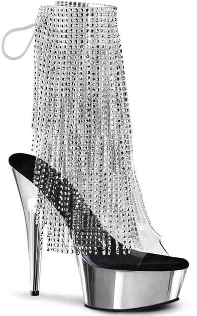 Pleaser - DELIGHT-1017RSF Plateau Laarzen - US 10 - 40 Shoes - Zilverkleurig