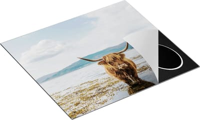 Chefcare Inductie Beschermer Schotse Hooglander Koe in het Water - 60x50 cm - Afdekplaat Inductie - Kookplaat Beschermer - Inductie Mat