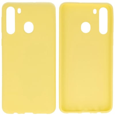 Hoesje Geschikt voor de Samsung Galaxy A21 - Backcover Color Telefoonhoesje - Geel