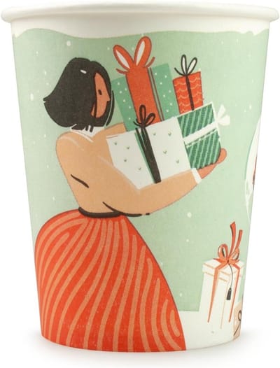 Wegwerp Bekers Kerst - Papieren Bekers Kerstmotief - Kerstfeest Versieren - Speciale Editie Kerstmis - 100 stuks 018 liter - Multicolor