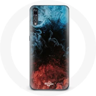 Coque pour Huawei p20 fond de texture abstraite rouge noir bleu