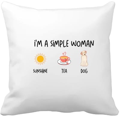Akyol - i'm a simple woman sunshine, tea, dog Kussen hoes - Quotes - vrouwen die simpel zijn - quotes - verjaardagscadeau - verjaardag - cadeau - kado - geschenk - gift - 40 bij 40 cm