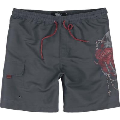 Rock Rebel by EMP - Rock Zwembroek - Swim Shorts With Roses - S tot XXL - voor Mannen - donkergrijs