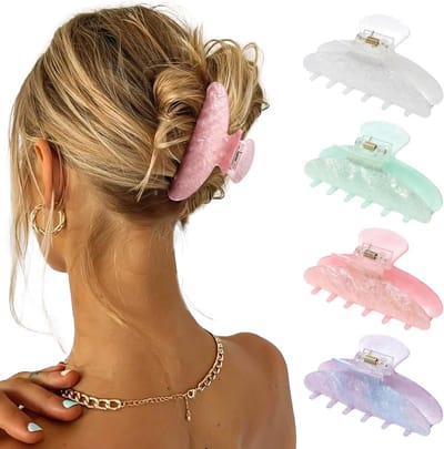 4x Grote Luxe Haarclips Gemaakt van Acryl voor Dik Haar - Diverse Kleuren
