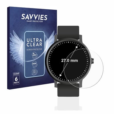 Savvies - Screenprotector voor Horloges (Rond, ø: 27 mm) - Folie Beschermfolie transparant 6 Stuks